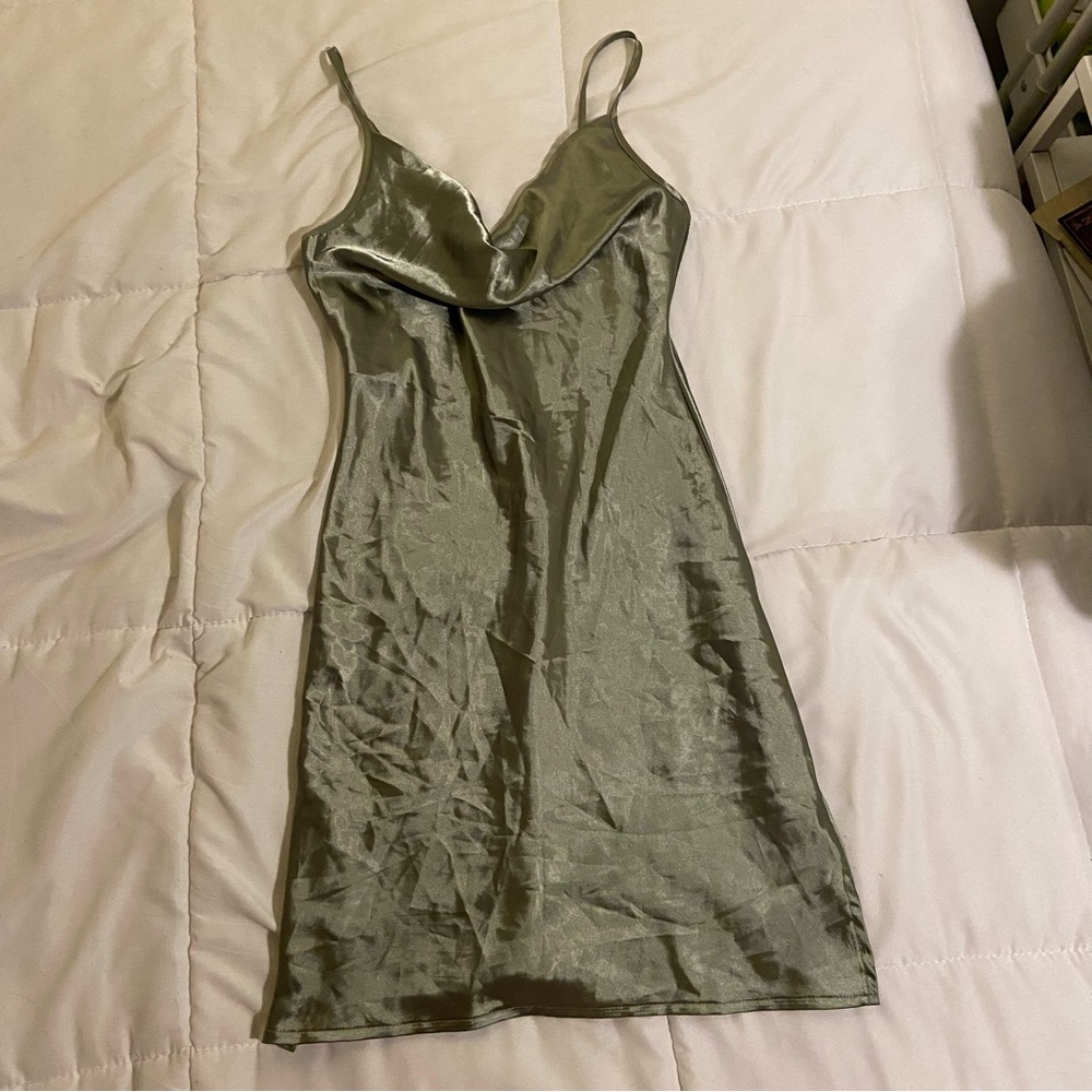 SHEIN Olive Satin Dress